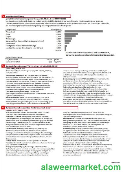 Austria EVN electricity utility bill 5